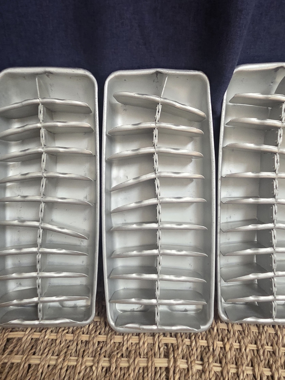 Lot of 3 Vintage Metal Ice Cube Trays ~ Bin O